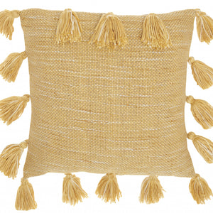 Yellow Tasseled Throw Pillow