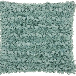 Loose Luscious Shag Sea Green Throw Pillow