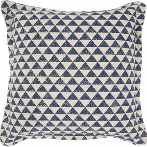 Indigo And Ivory Triangle Design Throw Pillow