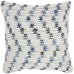 White And Denim Knubby Waves Throw Pillow