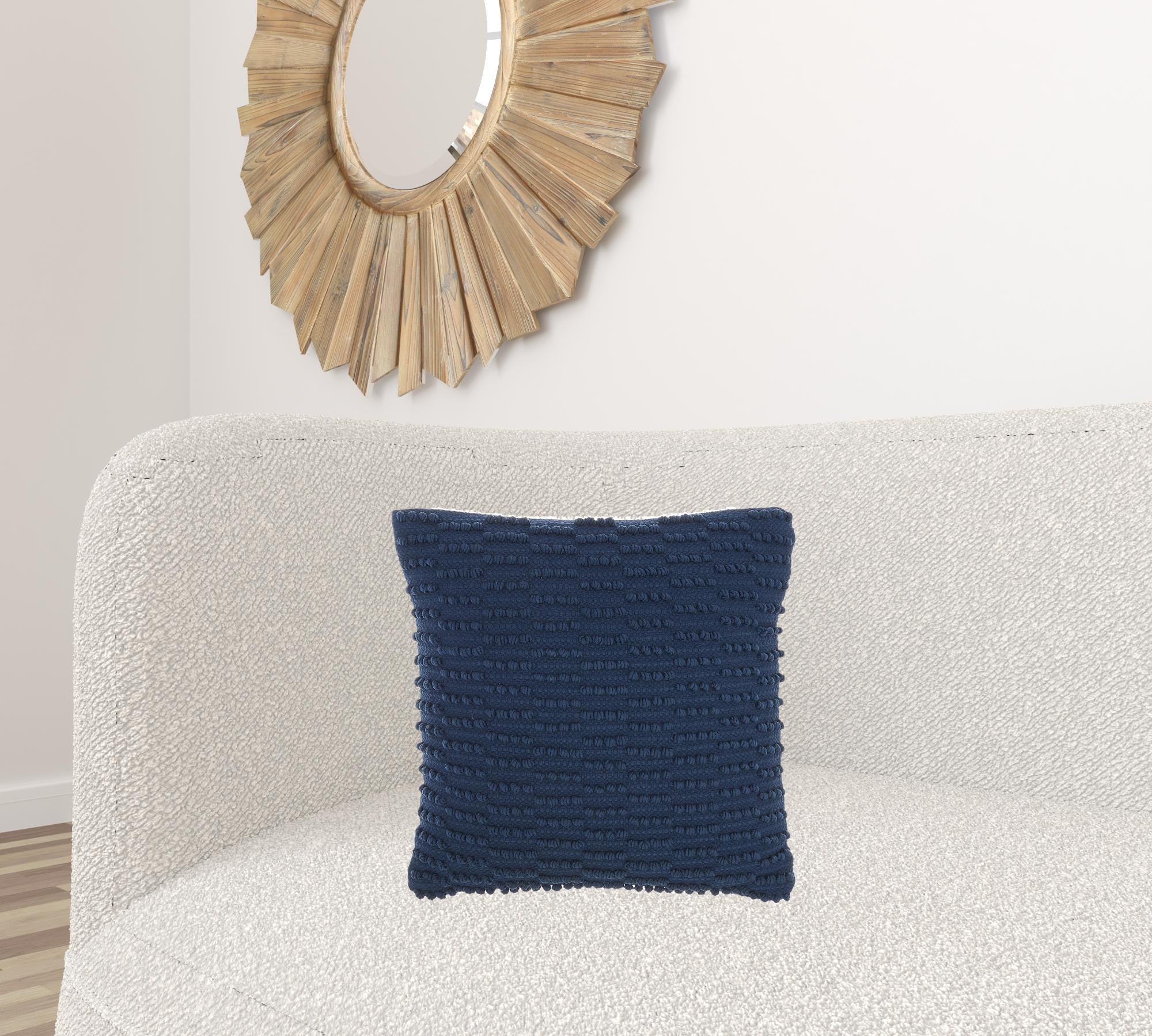 Navy Blue Textured Broken Stripes Throw Pillow