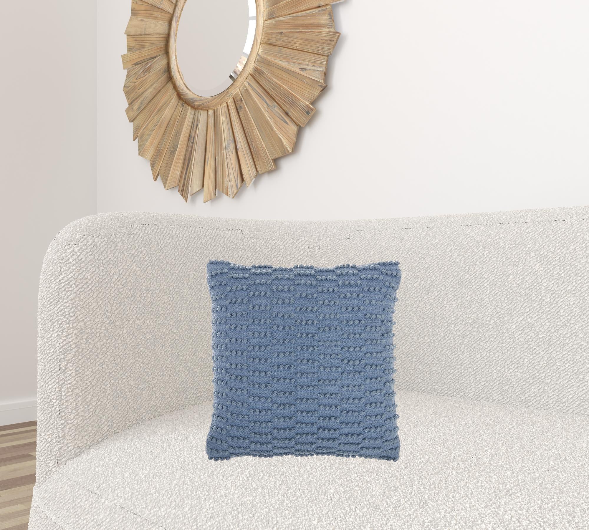 Ocean Blue Textured Broken Stripes Throw Pillow