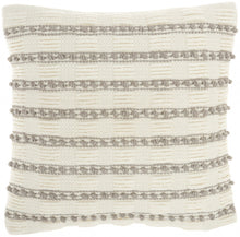 Light Gray And Ivory Textured Stripes Throw Pillow