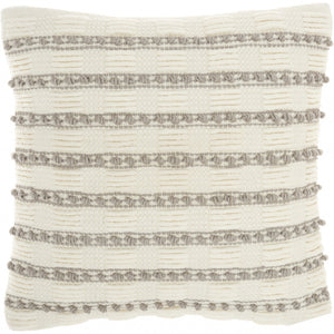 Light Gray And Ivory Textured Stripes Throw Pillow