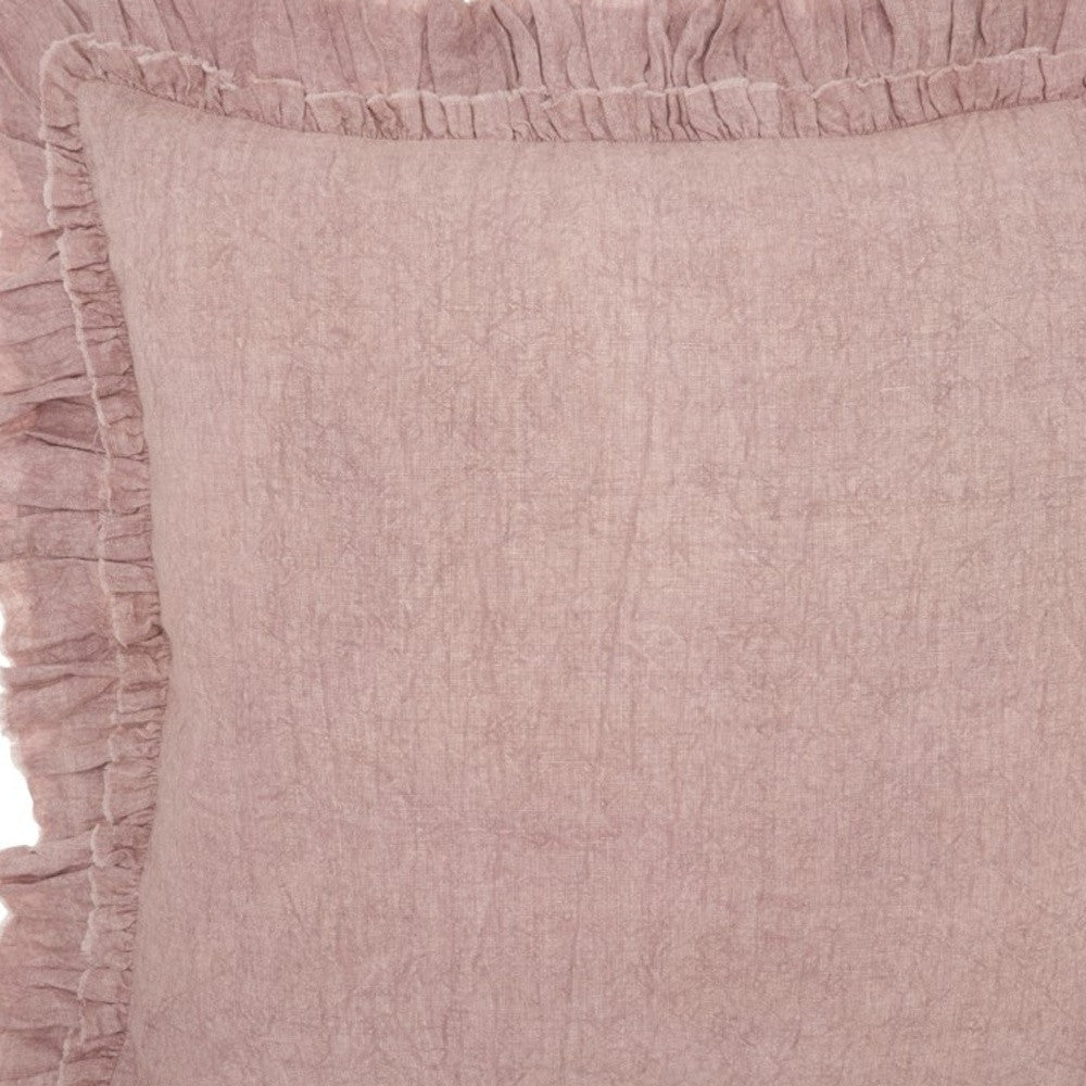 Dainty Ruffle Edged Pink Throw Pillow