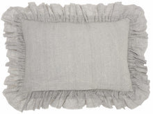 Dainty Ruffle Edged Light Gray Lumbar Pillow