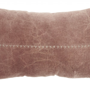 Wide Tasseled Marble Pink Lumbar Pillow