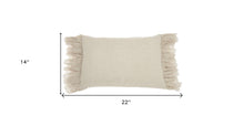 Wide Tasseled Marble Yellow Lumbar Pillow