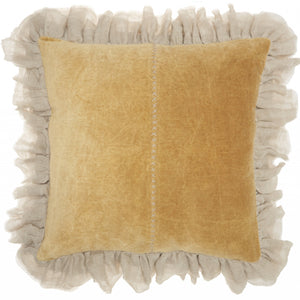 Wide Tasseled Marble Yellow Throw Pillow