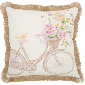 Colorful Bicycle Print Throw Pillow