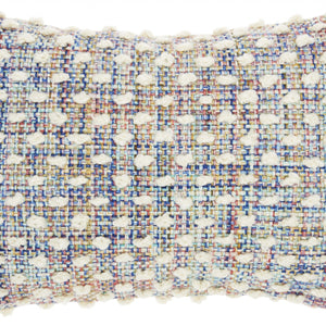 Blue Green Ivory Multi Woven Lumbar Pillow - 14" x 20"