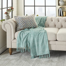 Blue Green Ivory Multi Woven Lumbar Pillow - 14