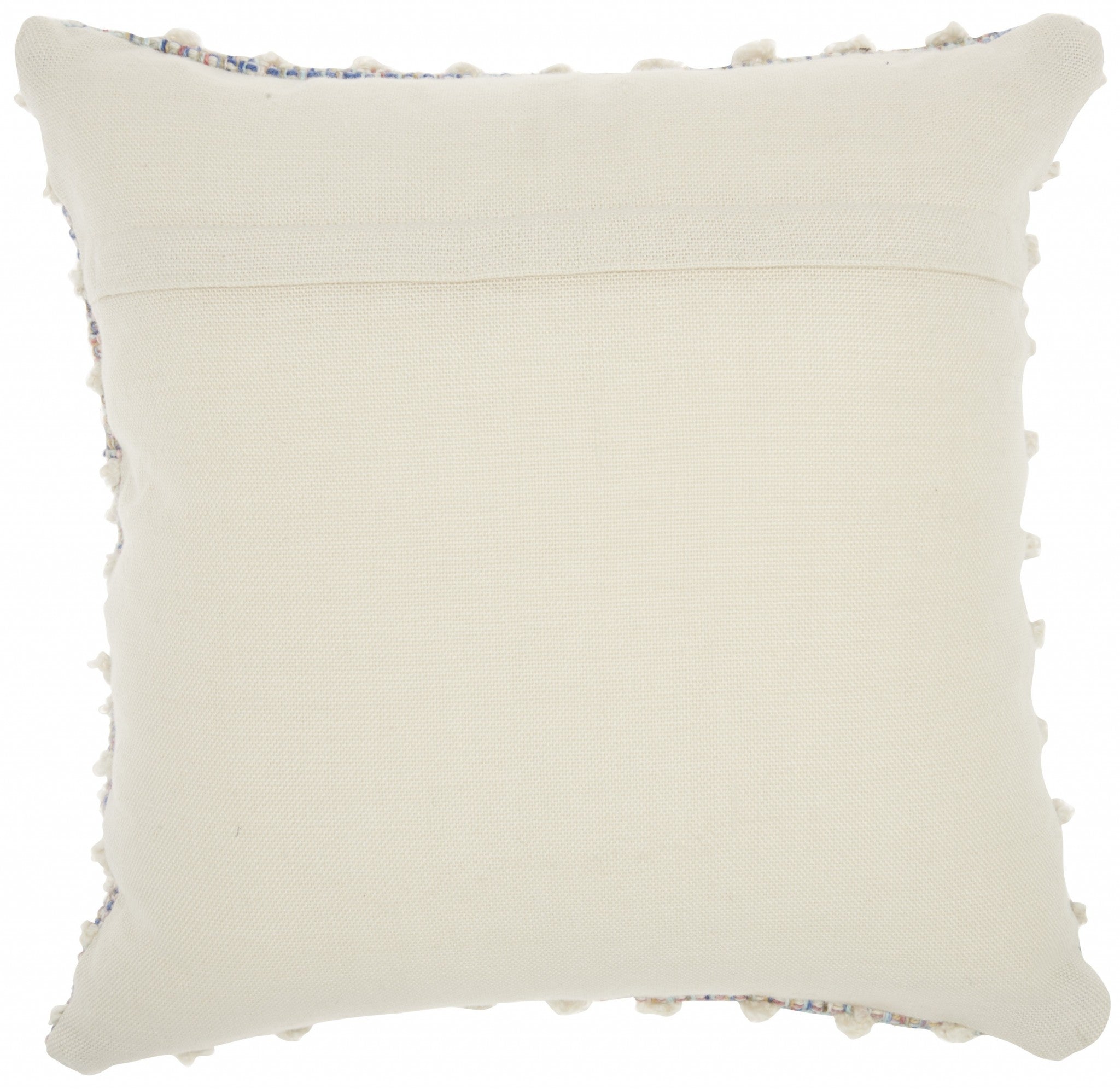 18" Ivory Blue Green Multi Woven Detailed Throw Pillow