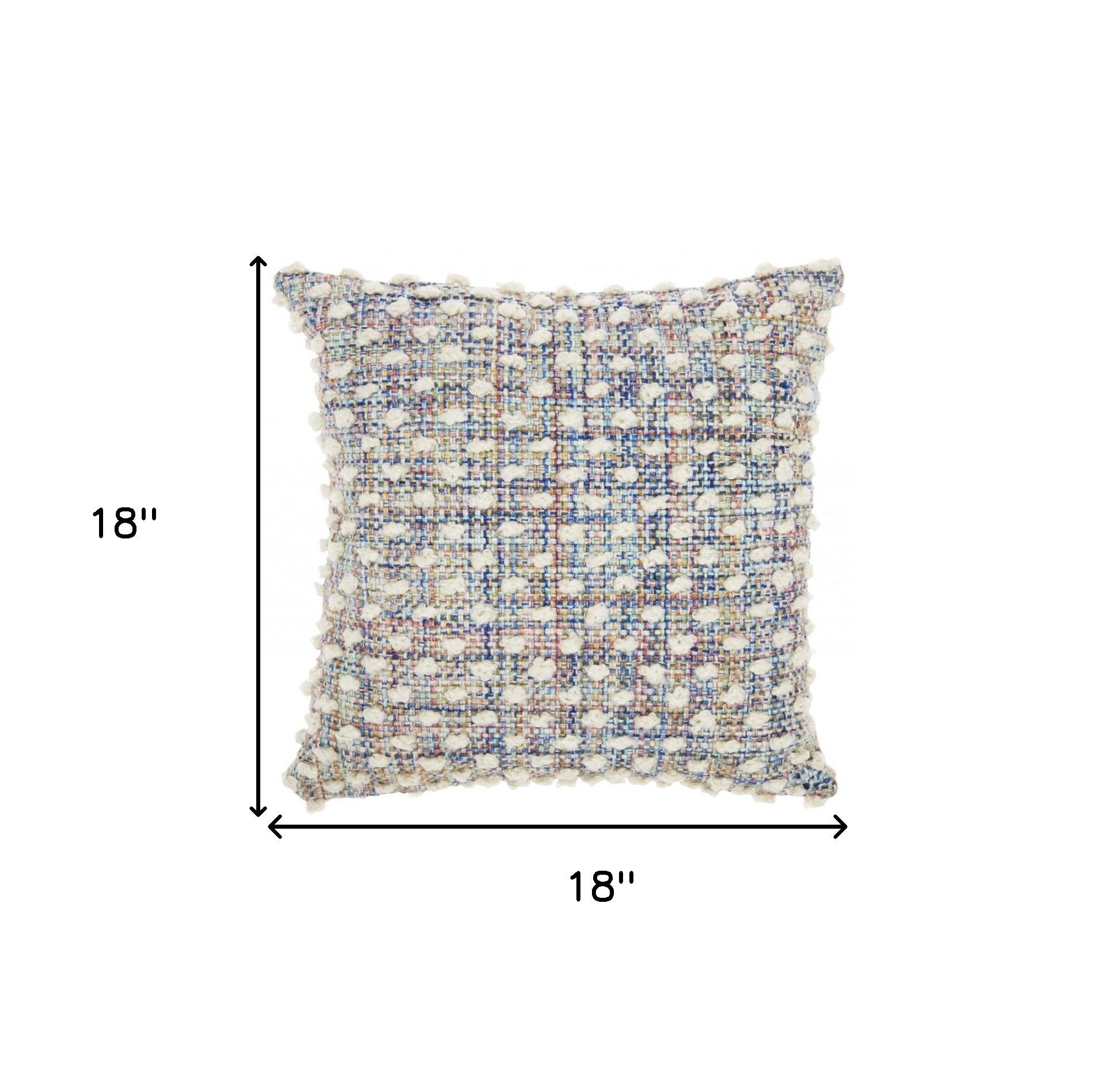 18" Ivory Blue Green Multi Woven Detailed Throw Pillow