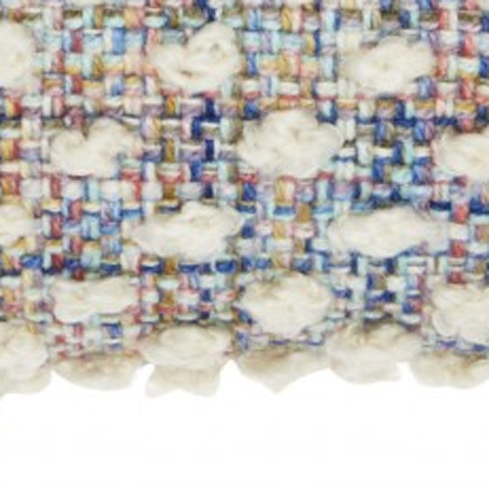 18" Ivory Blue Green Multi Woven Detailed Throw Pillow