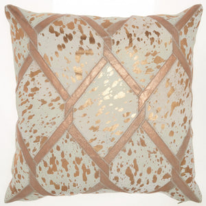Rose Gold And White Cowhide Throw Pillow