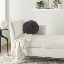 Dark Gray Tufted Round Throw Pillow