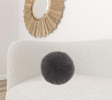 Dark Gray Tufted Round Throw Pillow