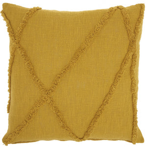 Dark Mustard Abstract  Shaggy Detail Throw Pillow