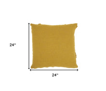 Dark Mustard Abstract  Shaggy Detail Throw Pillow