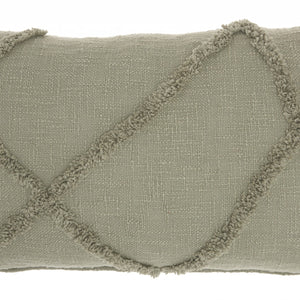 Light Abstract Khaki Green Shaggy Detail Lumbar Pillow