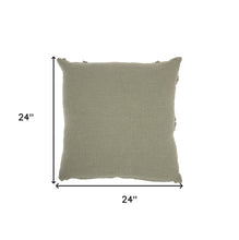 Light Abstract Khaki Green Shaggy Detail Throw Pillow