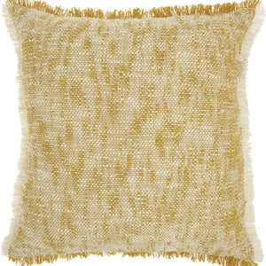20" Mustard And Ivory Abstract Pattern Throw Pillow
