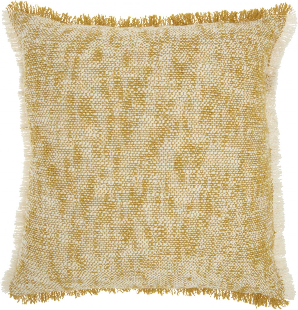 20" Mustard And Ivory Abstract Pattern Throw Pillow