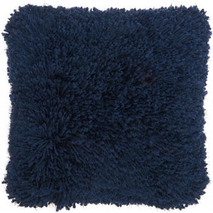 Fluffy Navy Shag Accent Throw Pillow