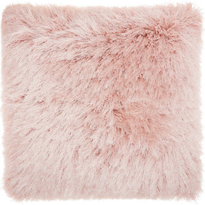 Fluffy Rose Pink Shag Accent Throw Pillow