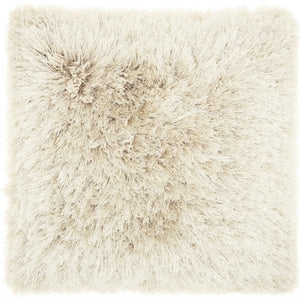 Plush Beige Shag Accent Throw Pillow