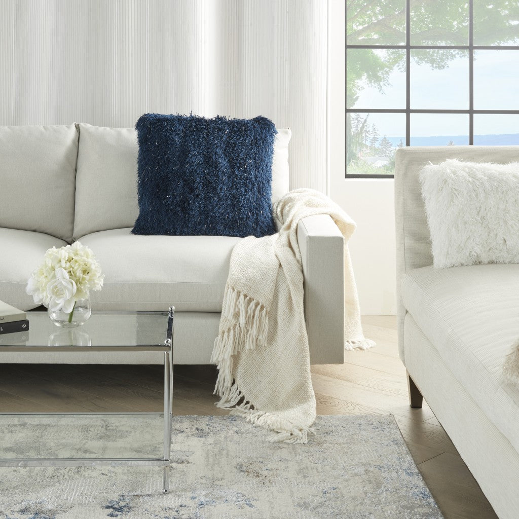 Acento de peluche azul marino Cojín