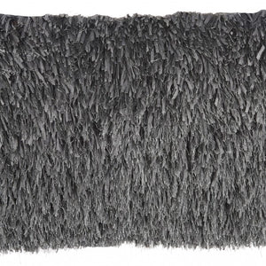 Long Charcoal Shag Throw Pillow