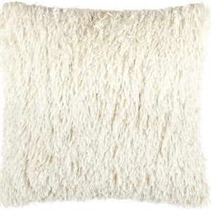 Square Ivory Shag Throw Pillow