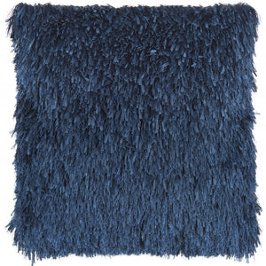 Square Navy Shag Throw Pillow