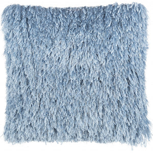 Square Ocean Blue Shag Throw Pillow