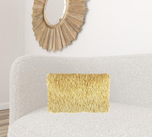 Long Yellow Shag Throw Pillow