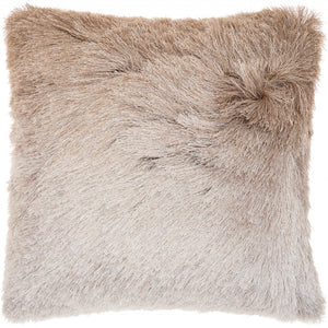 Plush Beige Silver Accent Throw Pillow