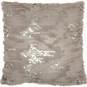 Sequined Grey Accent Throw Pillow