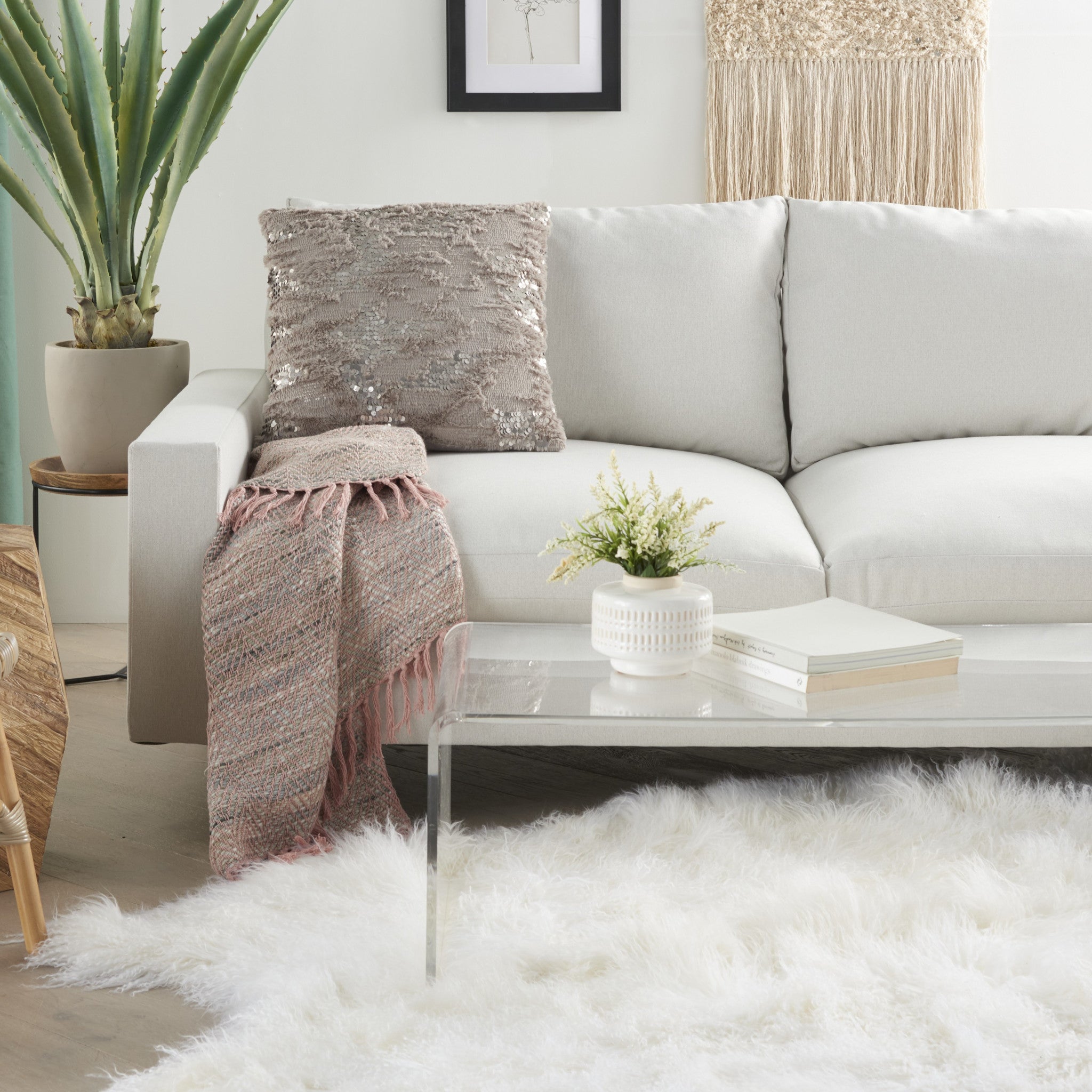 Acento gris con lentejuelas Cojín