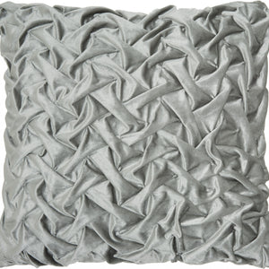 Pale Gray Pleated Velvet Throw Pillow