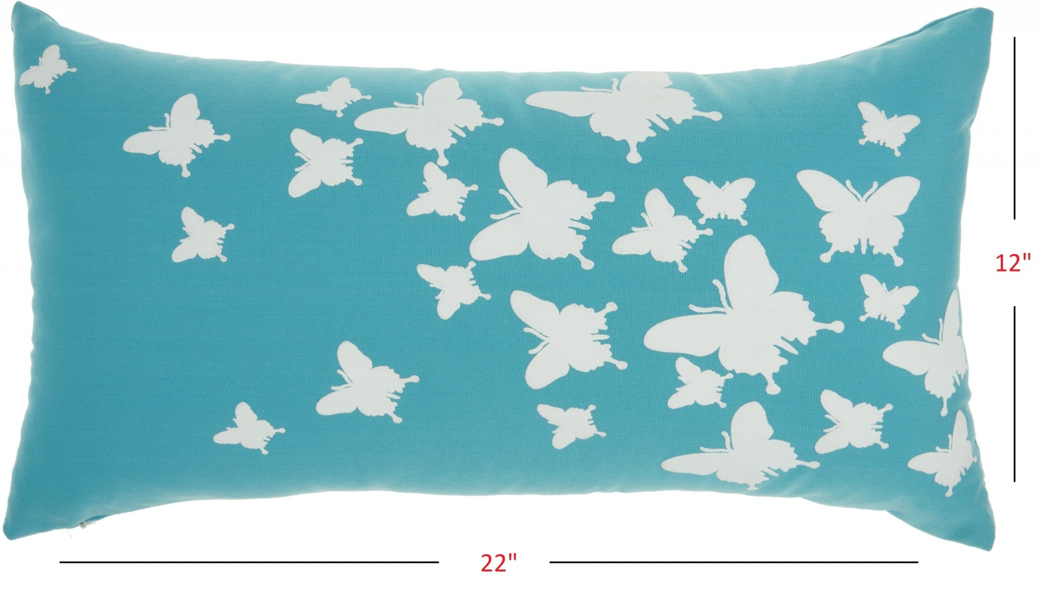 Bright Blue Butterfly Print Lumbar Pillow