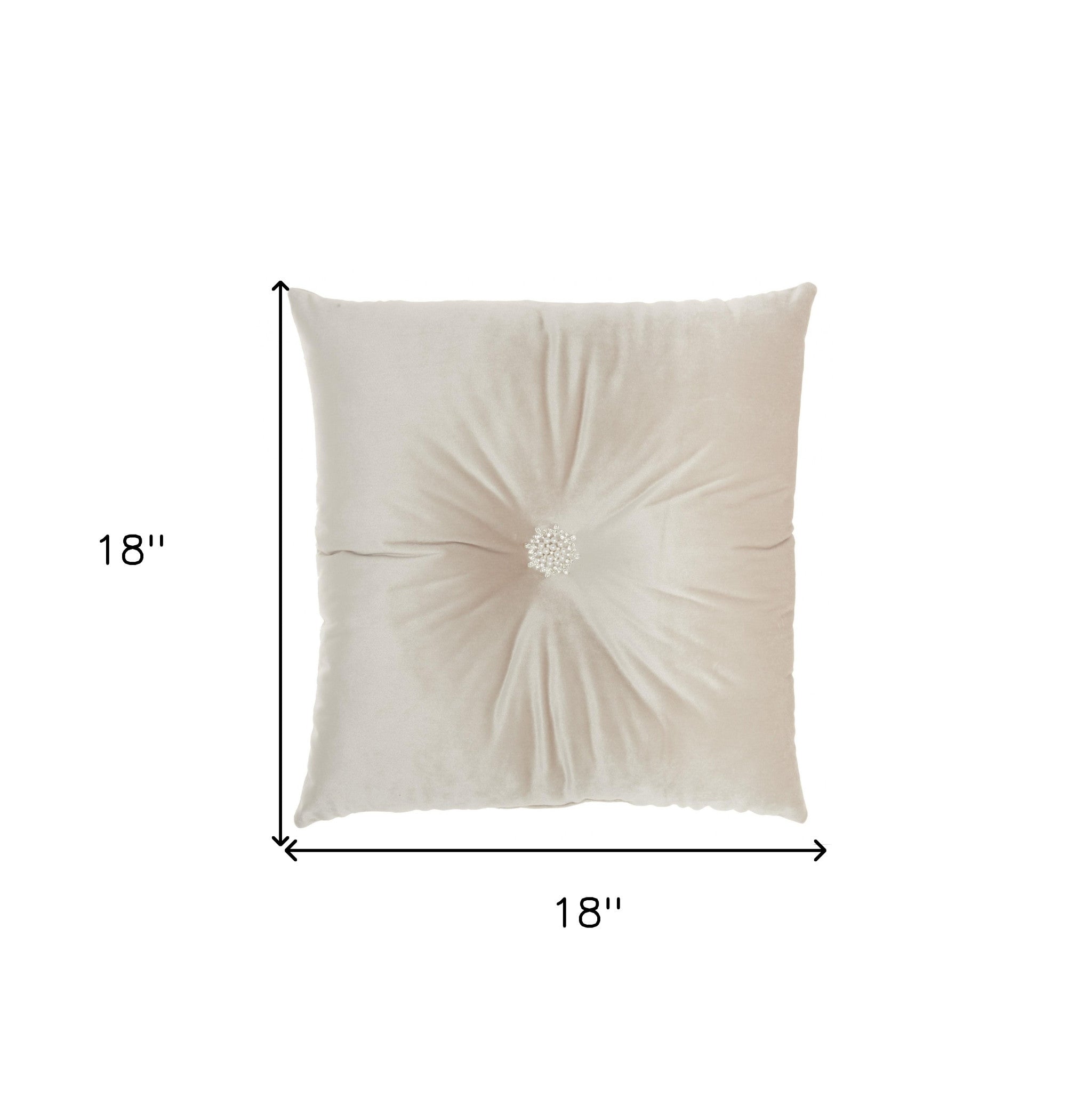 Off White Center Beaded Tuft Throw Pillow