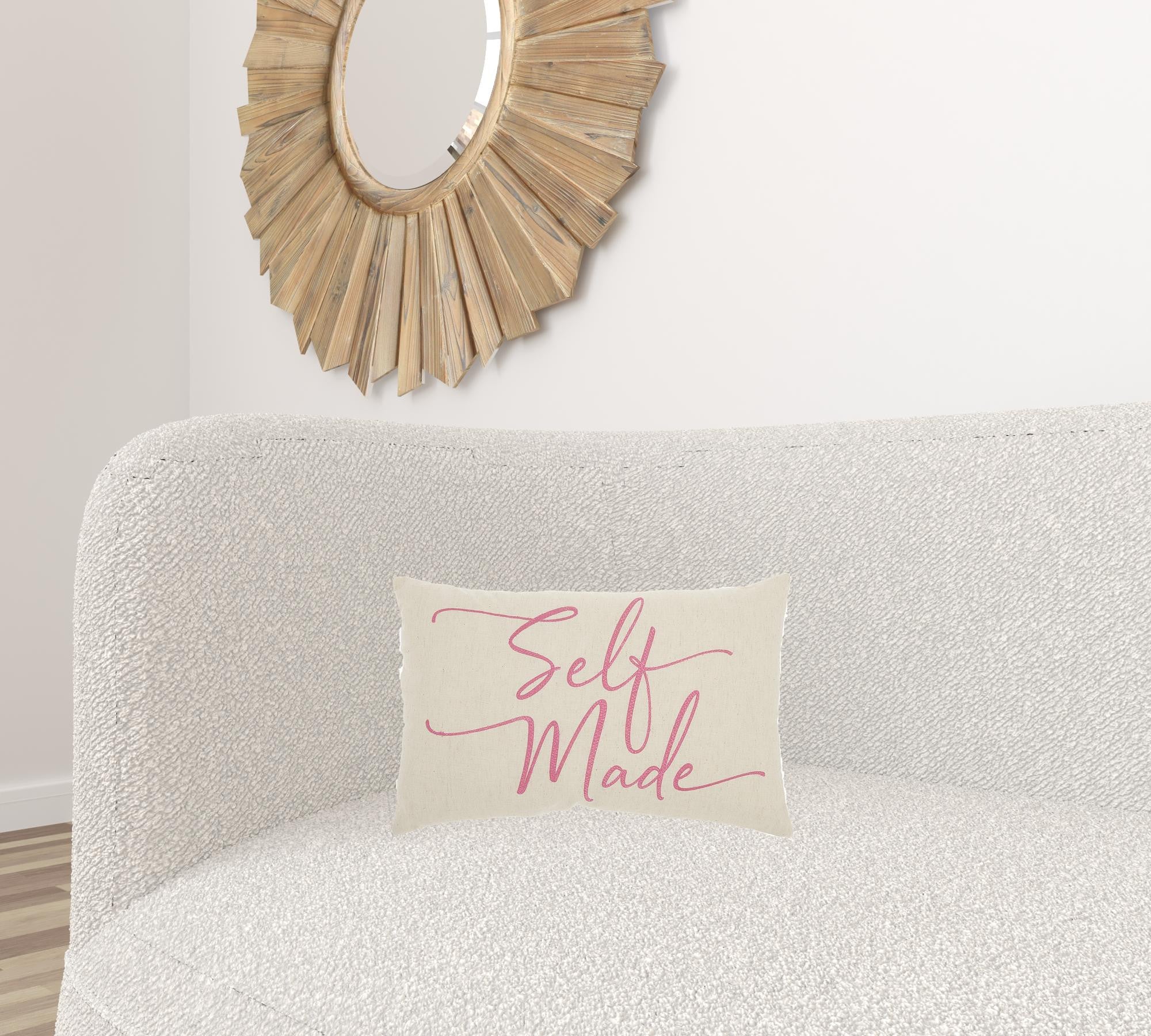 Self Made Pink Decorative Lumbar Throw Pillow