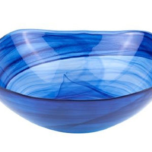 10 Contemporay Soft Square Blue Swirl Glass Bowl