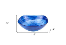 10 Contemporay Soft Square Blue Swirl Glass Bowl