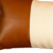 White And Brown Faux Leather Lumbar Decorative Pillow Cover