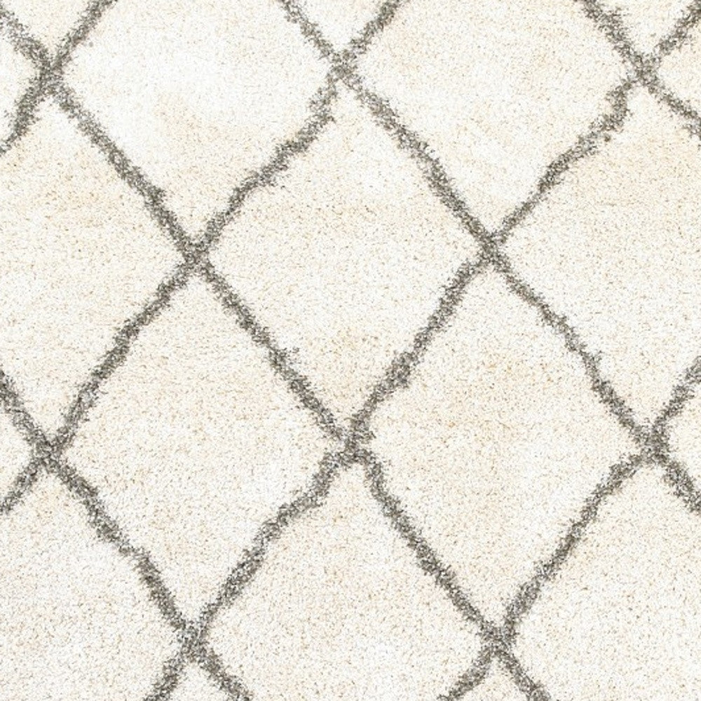 2’ X 3’ Ivory And Gray Geometric Lattice Scatter Rug
