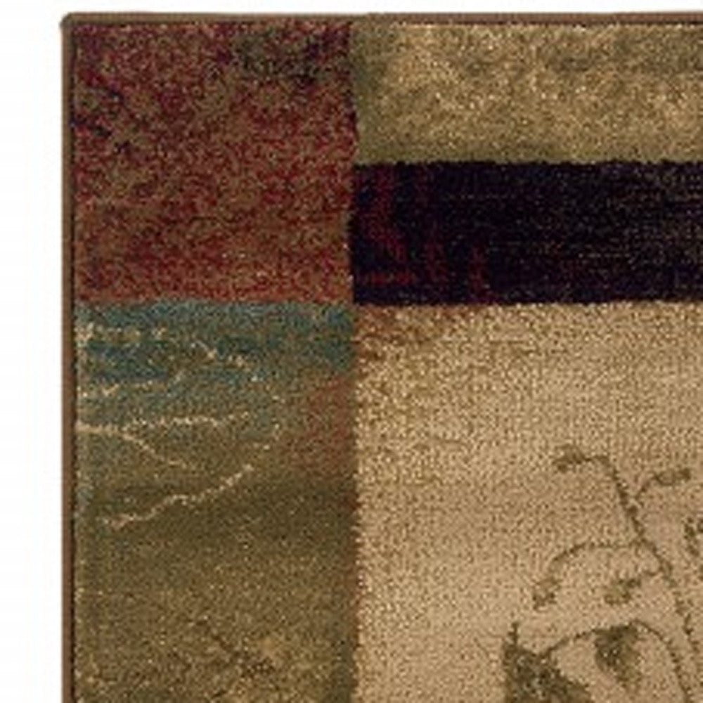 2’ X 3’ Beige And Brown Floral Block Pattern Scatter Rug