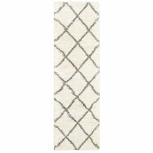 2’ X 3’ Ivory And Gray Geometric Lattice Scatter Rug